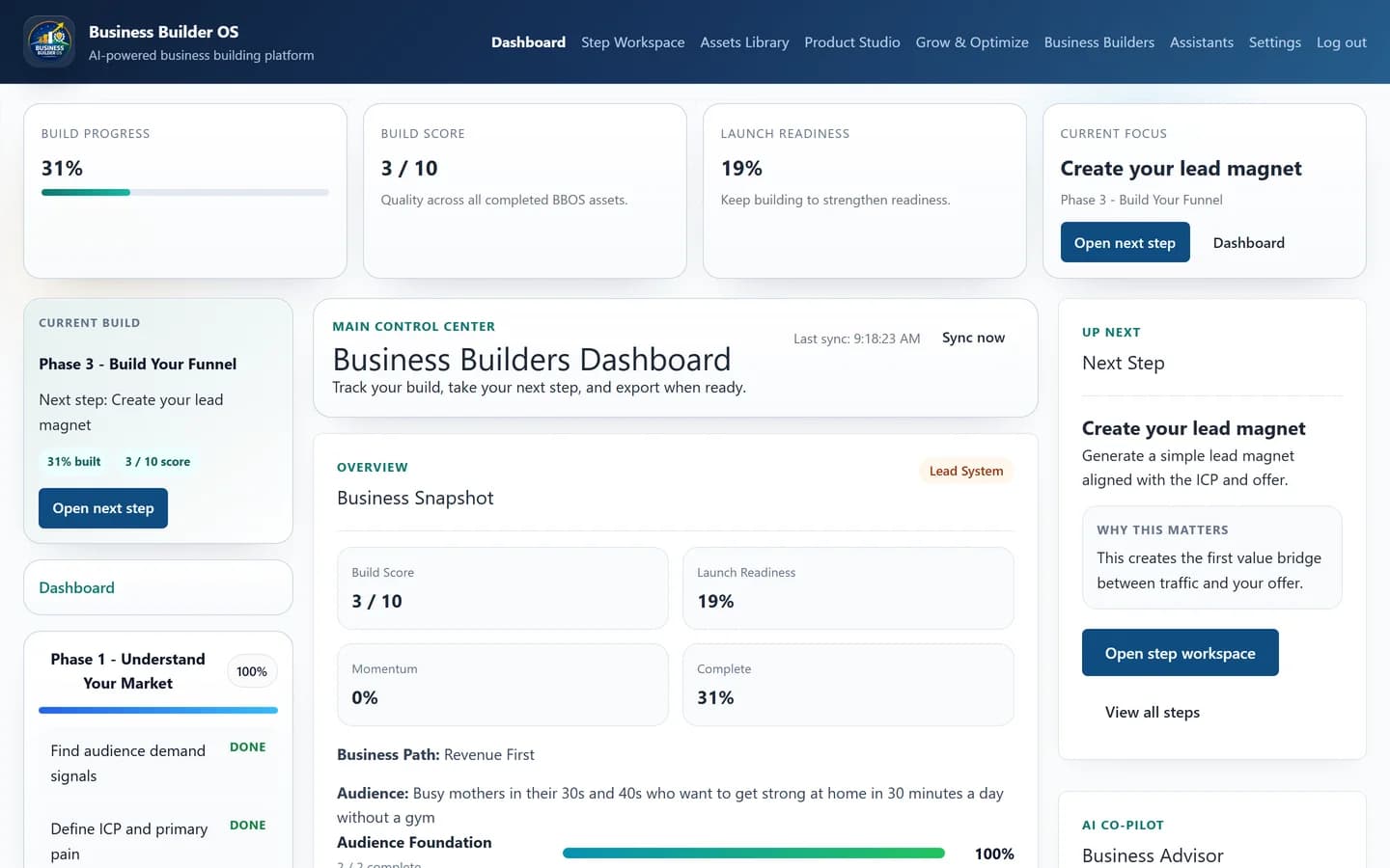One dashboard, one next step